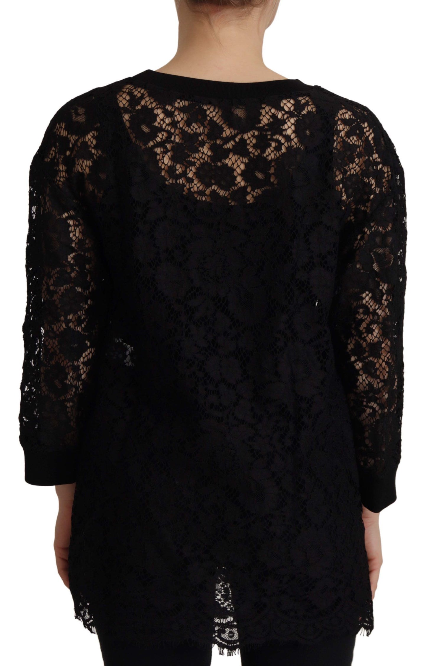Blusa Sicily de Dolce & Gabbana negra de encaje floral
