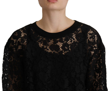 Blusa Sicily de Dolce & Gabbana negra de encaje floral