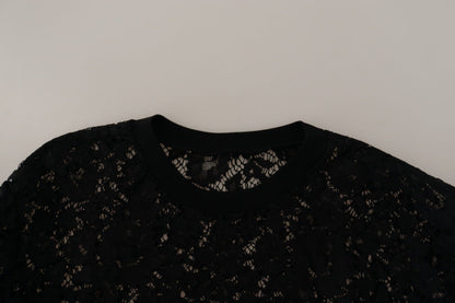Blusa Sicily de Dolce & Gabbana negra de encaje floral