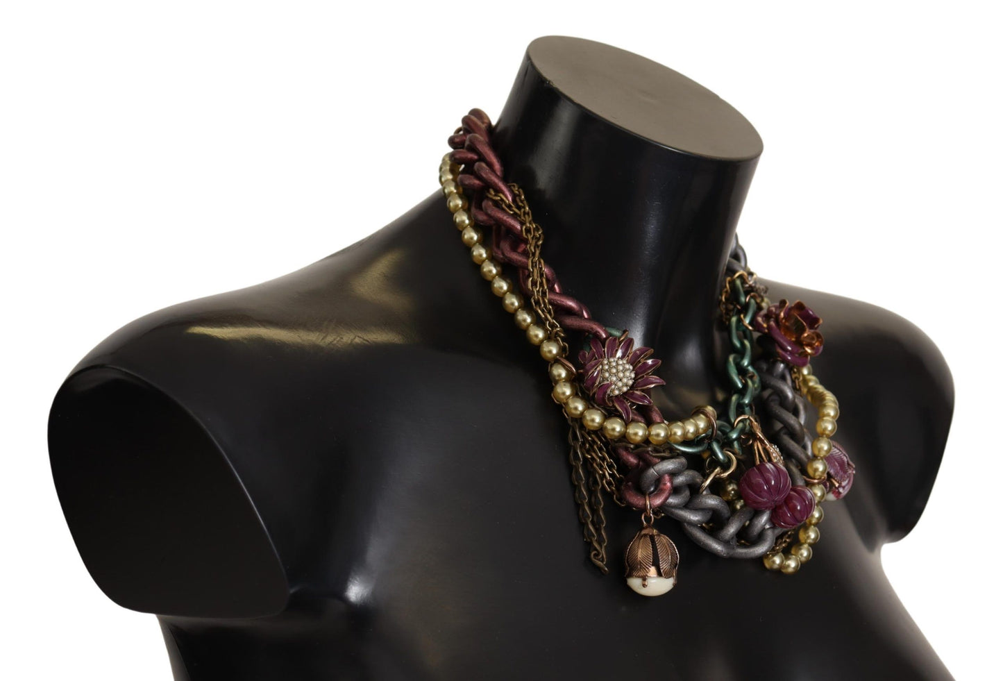 Collar llamativo Dolce & Gabbana Sicilia floral de cristal y latón dorado