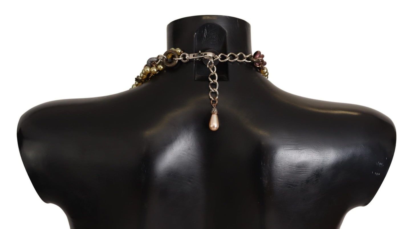 Collar llamativo Dolce & Gabbana Sicilia floral de cristal y latón dorado
