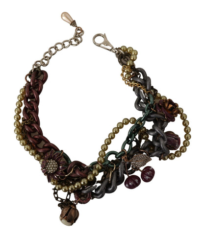 Collar llamativo Dolce & Gabbana Sicilia floral de cristal y latón dorado