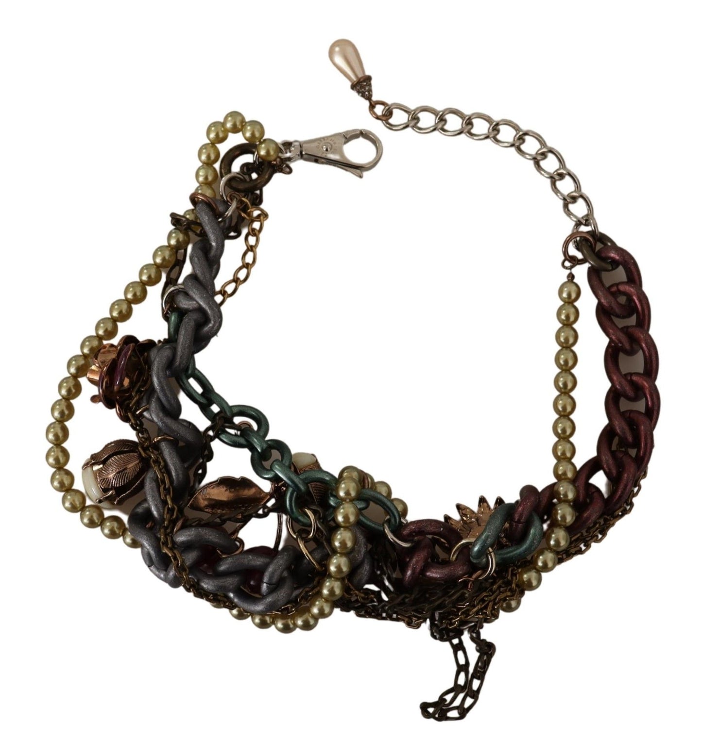 Collar llamativo Dolce & Gabbana Sicilia floral de cristal y latón dorado