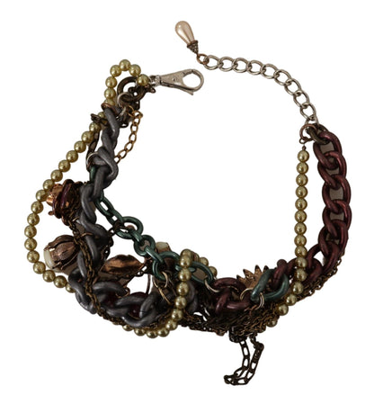 Collar llamativo Dolce & Gabbana Sicilia floral de cristal y latón dorado