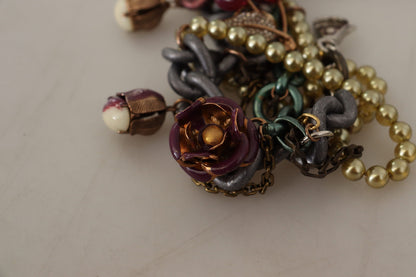 Collar llamativo Dolce & Gabbana Sicilia floral de cristal y latón dorado