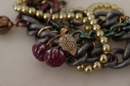 Collar llamativo Dolce & Gabbana Sicilia floral de cristal y latón dorado