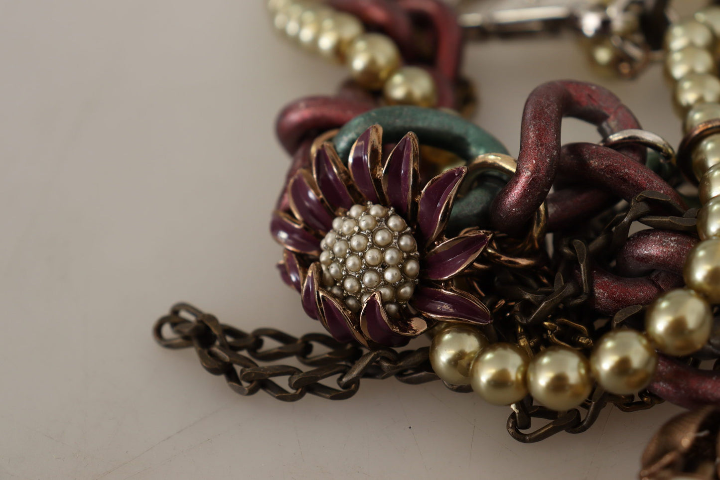 Collar llamativo Dolce & Gabbana Sicilia floral de cristal y latón dorado