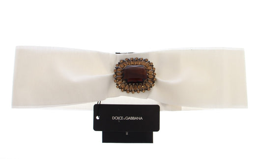 Cinturón ancho de pasarela Dolce & Gabbana de latón con cristales blancos