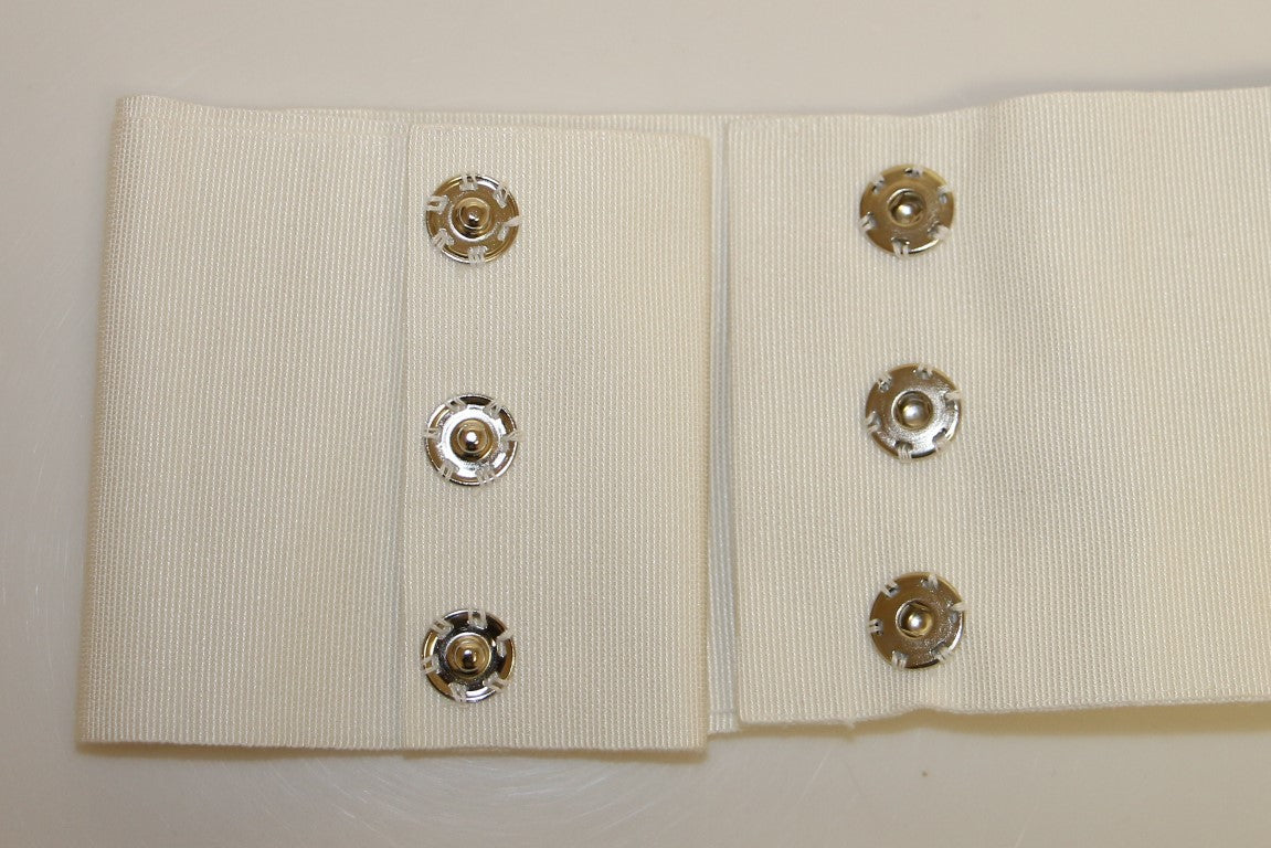 Cinturón ancho de pasarela Dolce & Gabbana de latón con cristales blancos