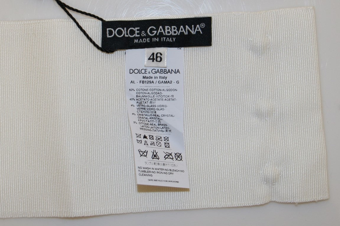 Cinturón ancho de pasarela Dolce & Gabbana de latón con cristales blancos