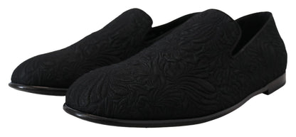 Zapatos Mocansines Dolce & Gabbana de Jacquard Floral Negro