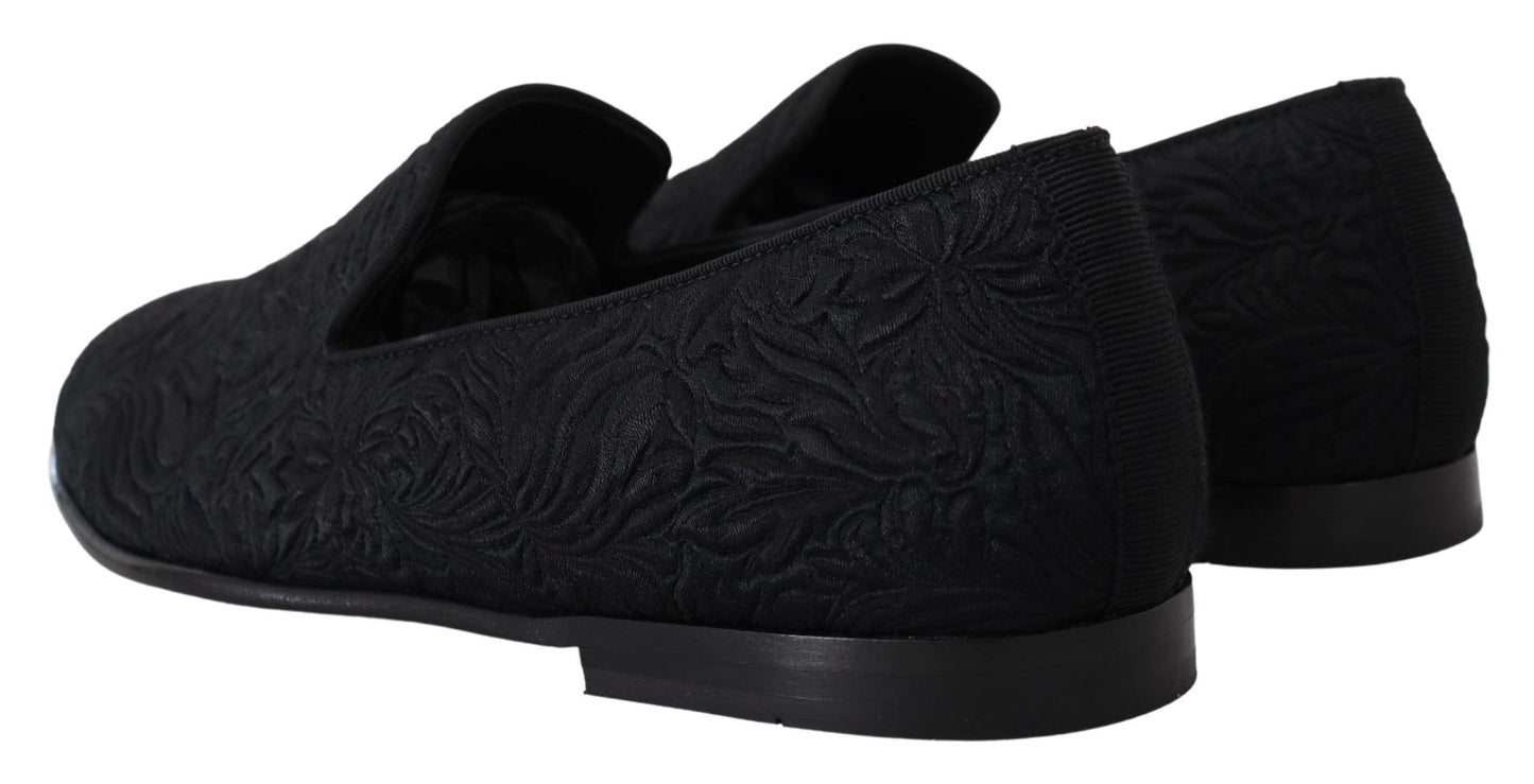 Zapatos Mocansines Dolce & Gabbana de Jacquard Floral Negro