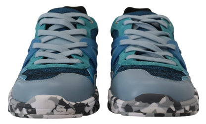 Zapatillas bajas deportivas de piel azul grisáceo Dolce & Gabbana