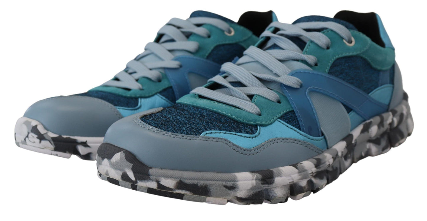 Zapatillas bajas deportivas de piel azul grisáceo Dolce & Gabbana