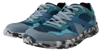 Zapatillas bajas deportivas de piel azul grisáceo Dolce & Gabbana