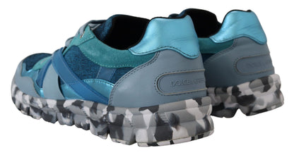 Zapatillas bajas deportivas de piel azul grisáceo Dolce & Gabbana