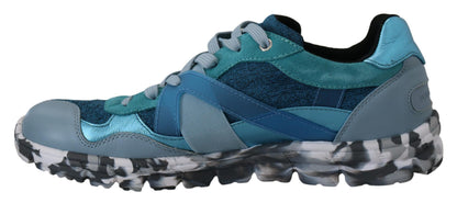 Zapatillas bajas deportivas de piel azul grisáceo Dolce & Gabbana