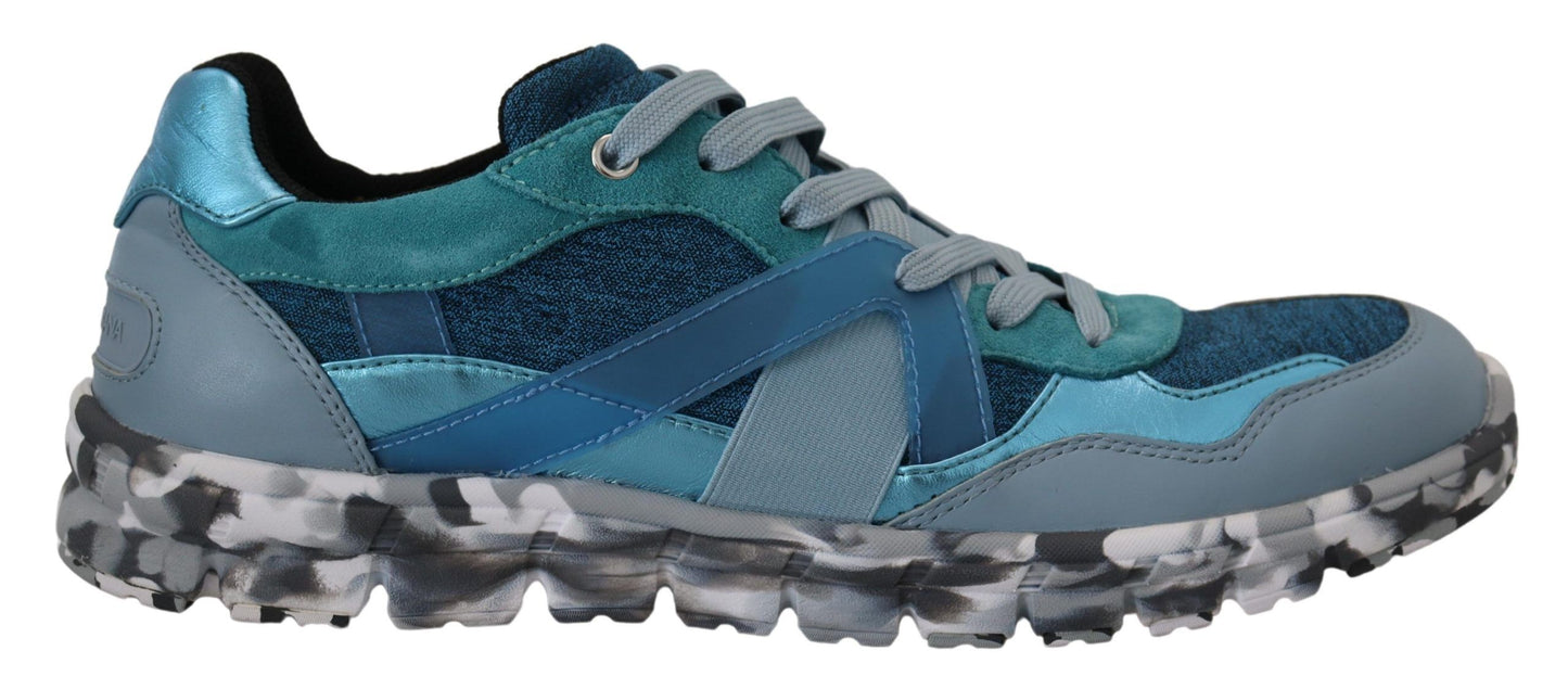 Zapatillas bajas deportivas de piel azul grisáceo Dolce & Gabbana