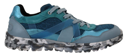 Zapatillas bajas deportivas de piel azul grisáceo Dolce & Gabbana
