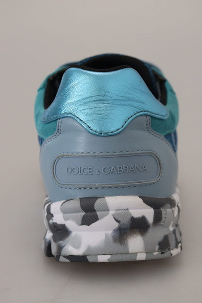 Zapatillas bajas deportivas de piel azul grisáceo Dolce & Gabbana