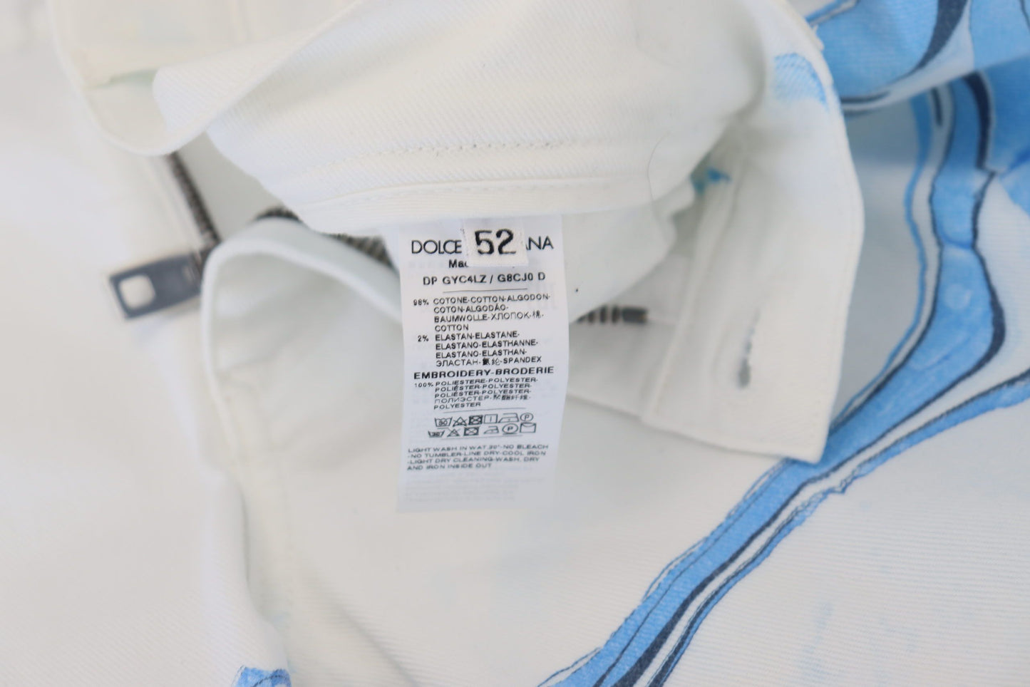 Dolce & Gabbana Vaqueros Elásticos Blancos Azul Denim de Algodón Ajustados