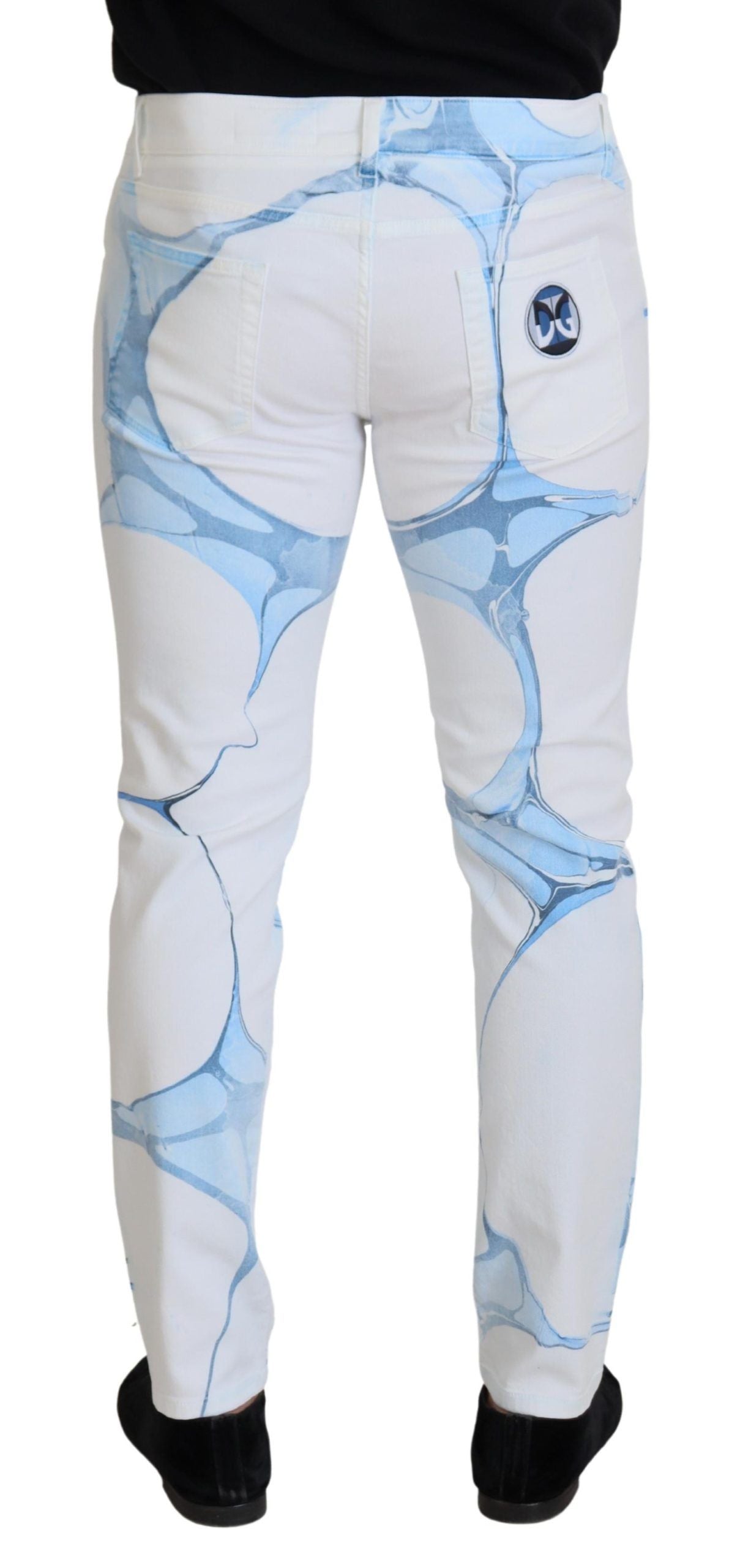 Dolce & Gabbana Vaqueros Elásticos Blancos Azul Denim de Algodón Ajustados