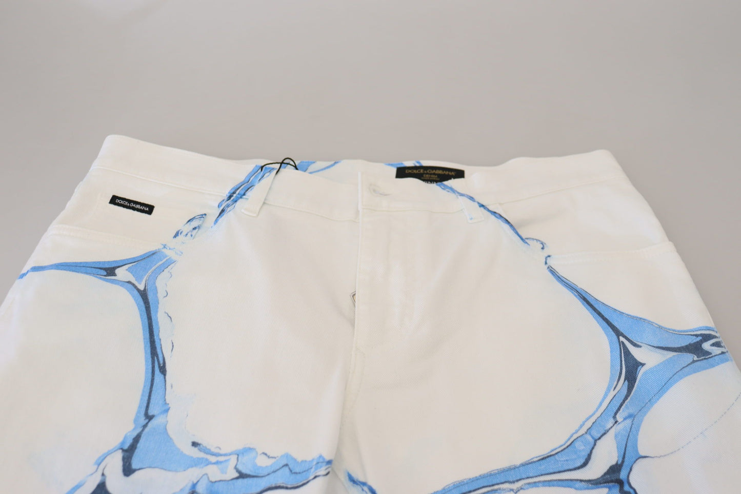 Dolce & Gabbana Vaqueros Elásticos Blancos Azul Denim de Algodón Ajustados