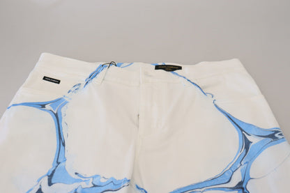 Dolce & Gabbana Vaqueros Elásticos Blancos Azul Denim de Algodón Ajustados