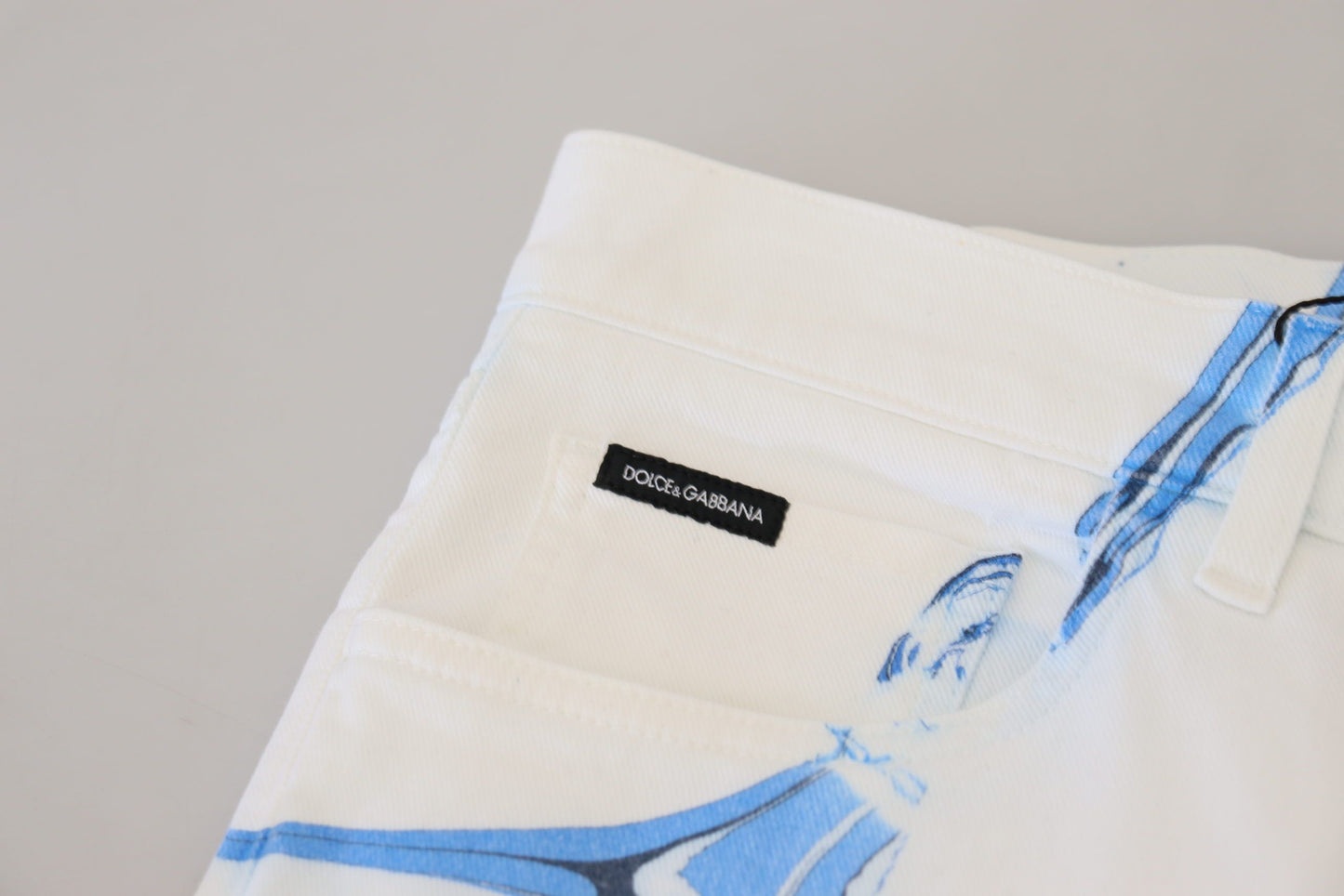 Dolce & Gabbana Vaqueros Elásticos Blancos Azul Denim de Algodón Ajustados