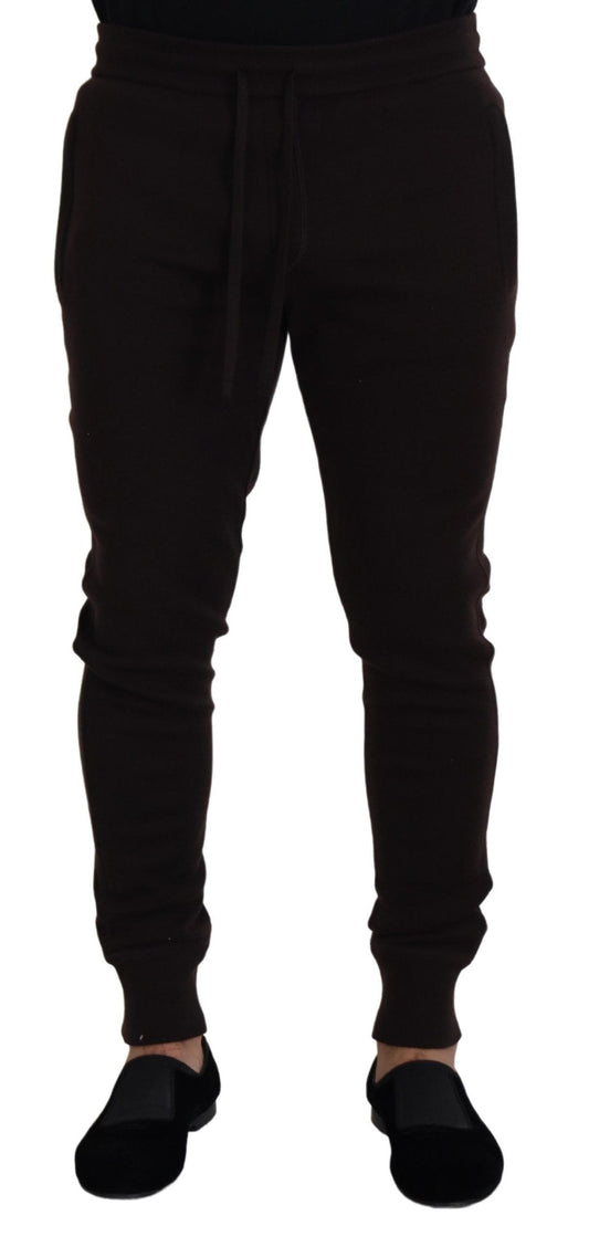 Dolce & Gabbana Pantalones Marrones de Cachemira con Cordón