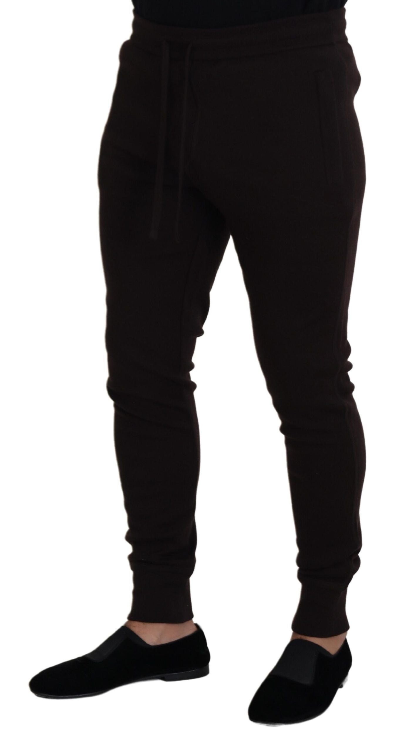 Dolce & Gabbana Pantalones Marrones de Cachemira con Cordón