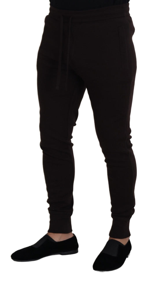 Dolce & Gabbana Pantalones Marrones de Cachemira con Cordón
