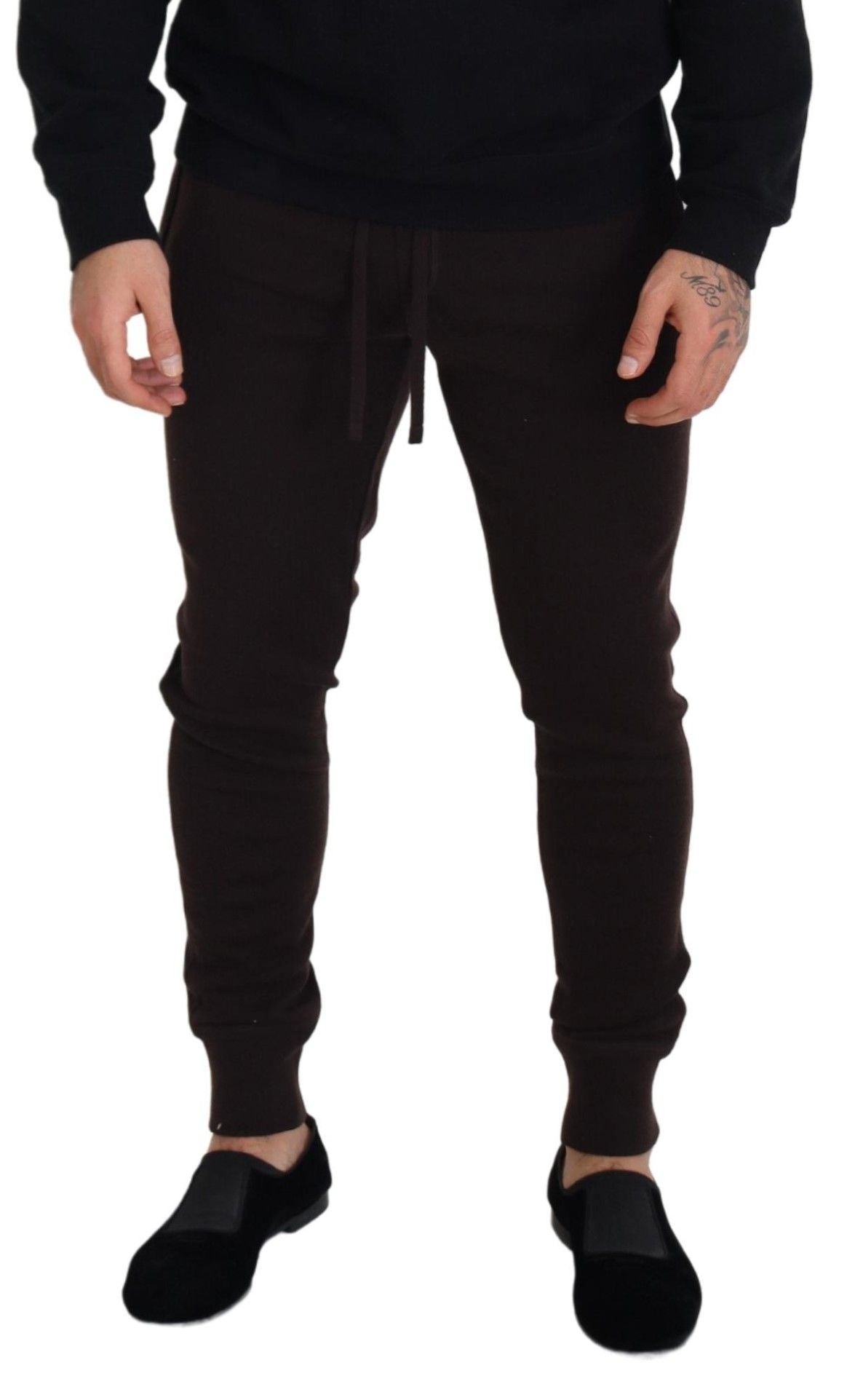 Dolce & Gabbana Pantalones Marrones de Cachemira con Cordón