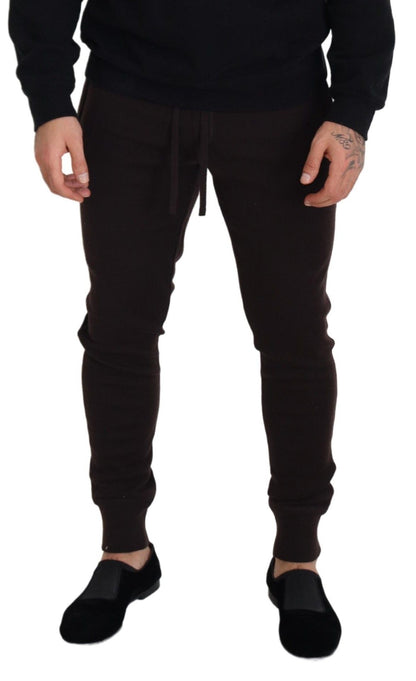 Dolce & Gabbana Pantalones Marrones de Cachemira con Cordón