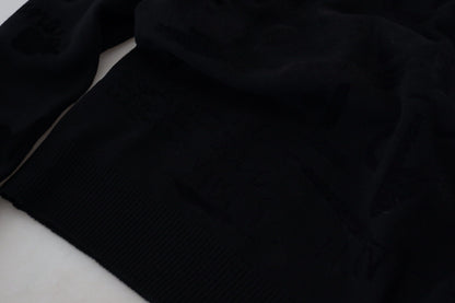 Suéter Dolce & Gabbana de lana negra con cuello redondo y logo estampado