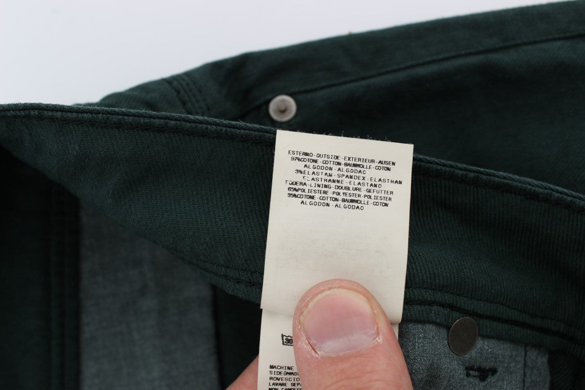 Vaqueros rectos elásticos de algodón verde Ermanno Scervino