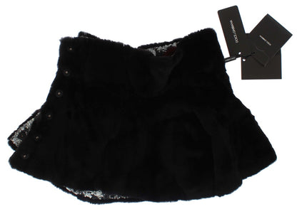 Dolce & Gabbana Bufanda de Hombro Envolvente de Piel de Comadreja Floral con Lentejuelas Plateadas