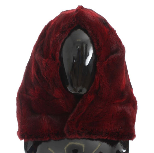 Gorro bufanda de ganchillo de piel de hámster burdeos de Dolce & Gabbana
