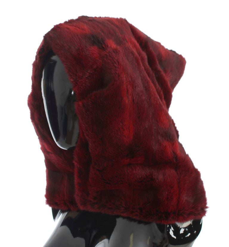 Gorro bufanda de ganchillo de piel de hámster burdeos de Dolce & Gabbana