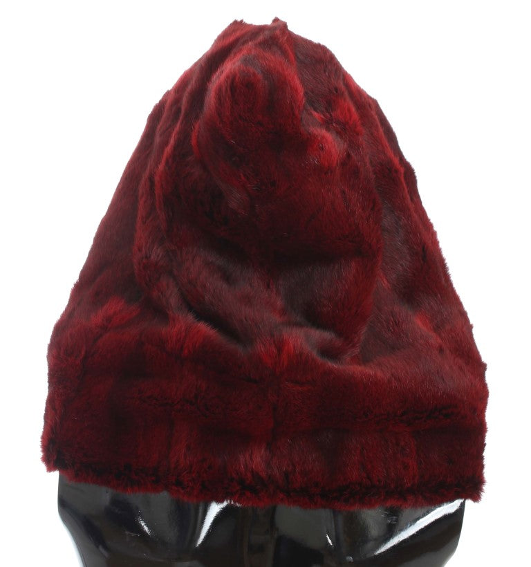 Gorro bufanda de ganchillo de piel de hámster burdeos de Dolce & Gabbana