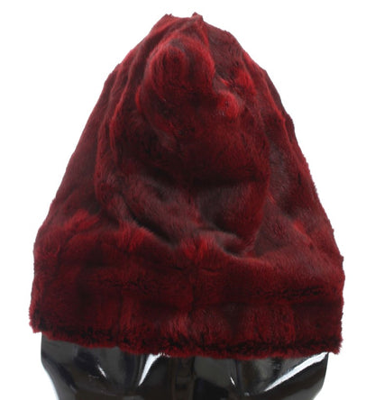 Gorro bufanda de ganchillo de piel de hámster burdeos de Dolce & Gabbana