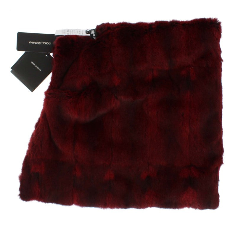 Gorro bufanda de ganchillo de piel de hámster burdeos de Dolce & Gabbana