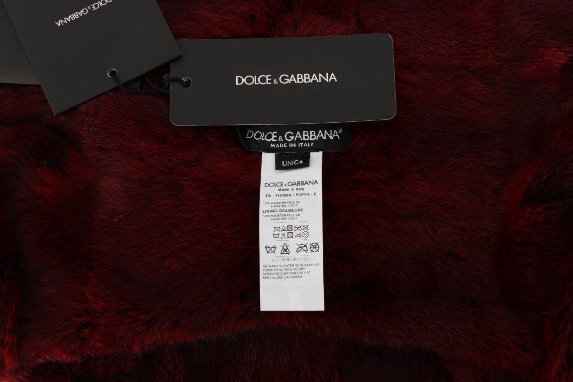 Gorro bufanda de ganchillo de piel de hámster burdeos de Dolce & Gabbana