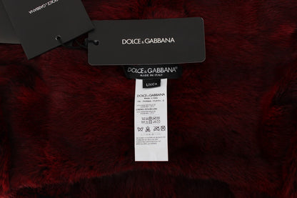 Gorro bufanda de ganchillo de piel de hámster burdeos de Dolce & Gabbana