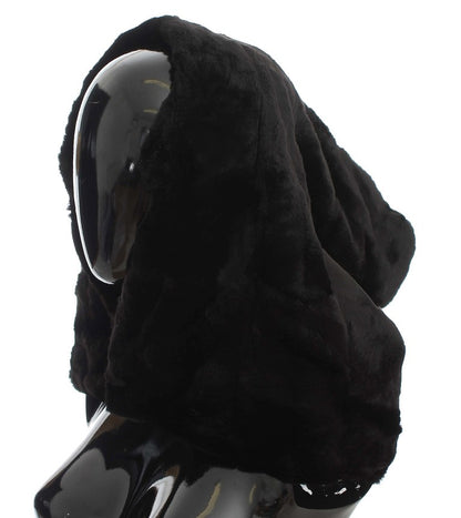 Gorro bufanda de ganchillo de piel de visón negra Dolce & Gabbana