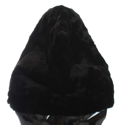 Gorro bufanda de ganchillo de piel de visón negra Dolce & Gabbana