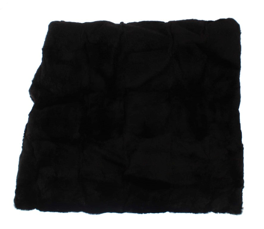 Gorro bufanda de ganchillo de piel de visón negra Dolce & Gabbana