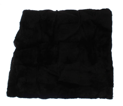 Gorro bufanda de ganchillo de piel de visón negra Dolce & Gabbana