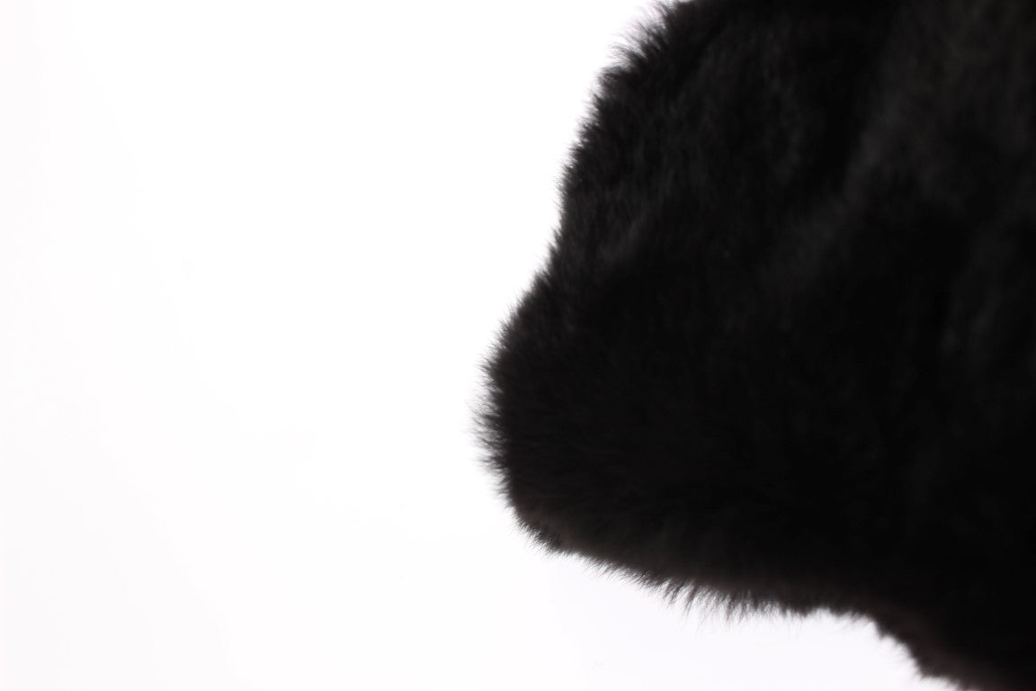 Gorro bufanda de ganchillo de piel de visón negra Dolce & Gabbana