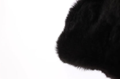 Gorro bufanda de ganchillo de piel de visón negra Dolce & Gabbana